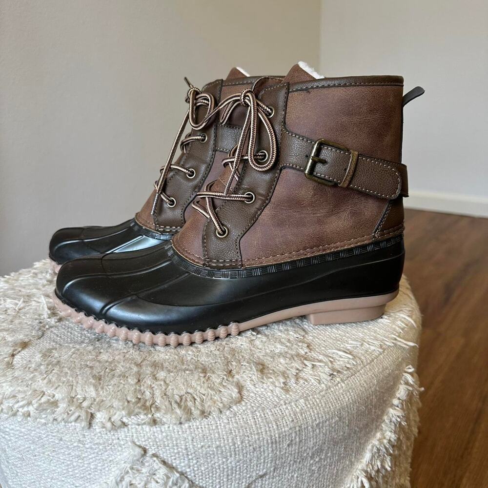 Madden Girl Lacee Brown and Black Winter/Rain Boots Size 10